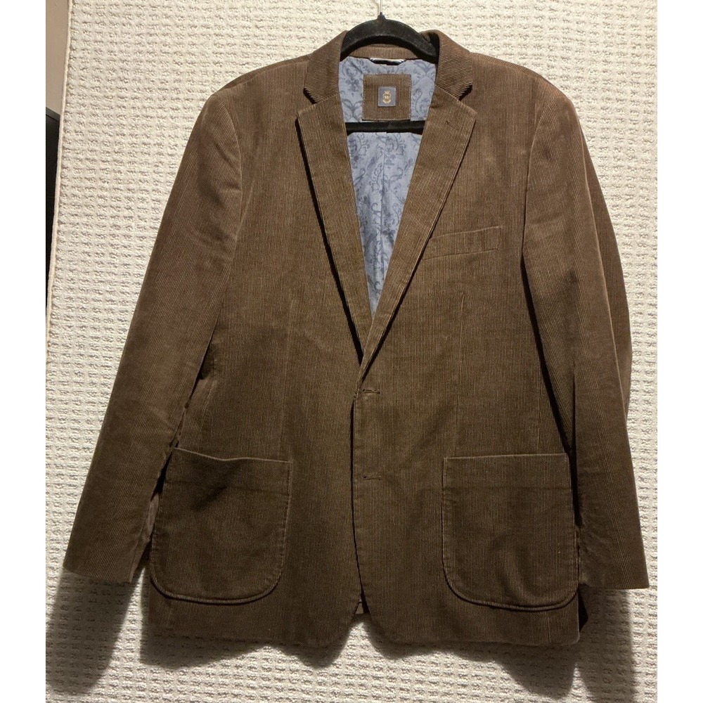 Wallin & Brothers Deep Brown Corduroy Sport Coat Jacket 44R Cotton Dual Vent